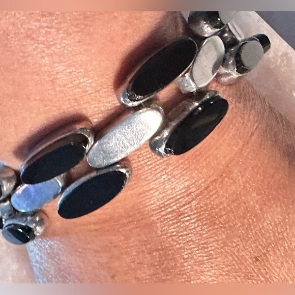 Women’s Bracelet Sterling Bezel Set Onyx Del Rio Mexico Handmade 7’ VTG 4111 B - Picture 7 of 15